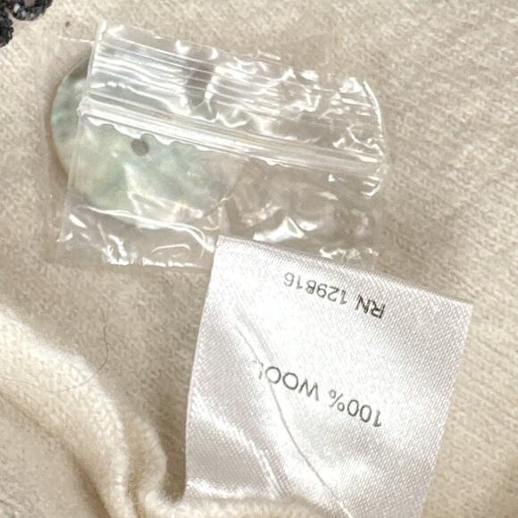 Venario Wool Sweater Cardigan M Cream Ruffled Artsy Career Edwardian Cottage Y2K - Picture 10 of 16